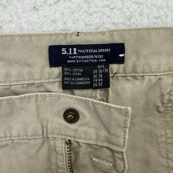 5.11 Tactical Cargo Pants Mens 36 X 33 Beige Straight Utility Pockets Workwear - Picture 8 of 12